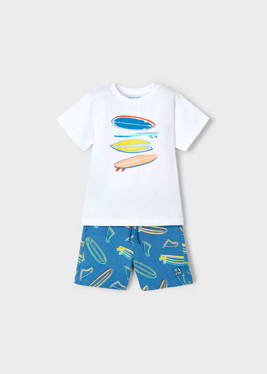 Conjunto bermuda y playera verano, print surf