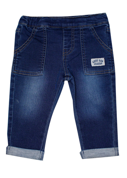 set pantalón denim, camisa a cuadros con gorro, losan