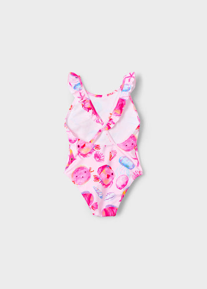 traje de baño estampado holán, tonos magenta