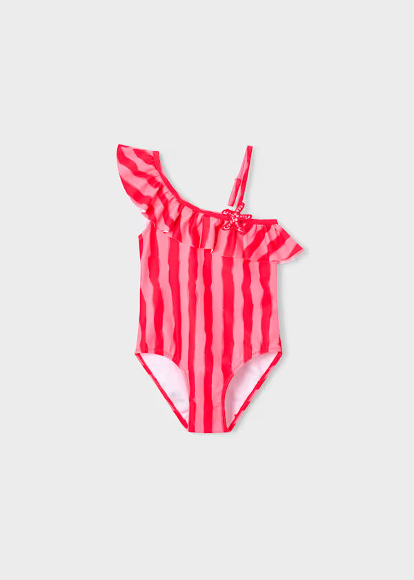 Bañador asimétrico lineas paralelas rosa