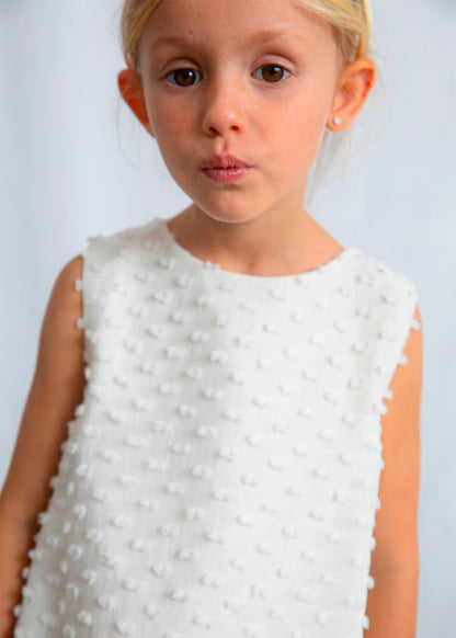 Vestido plumeti color hueso