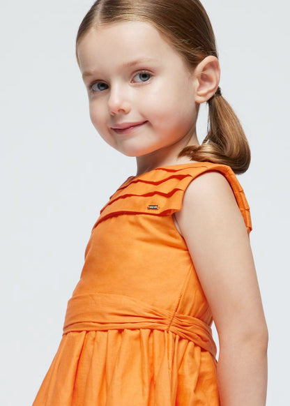 vestido naranja, detalles bordados