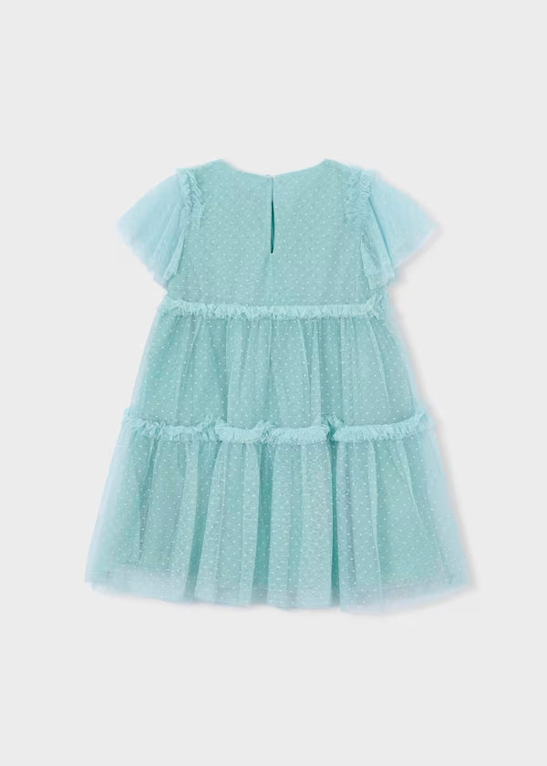 Vestido tul plumeti verde lago