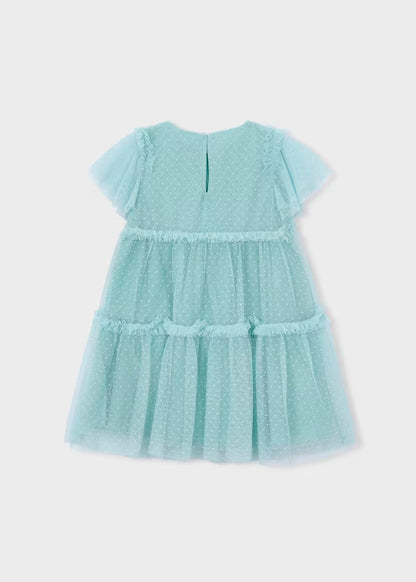 Vestido tul plumeti verde lago
