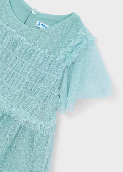 Vestido tul plumeti verde lago