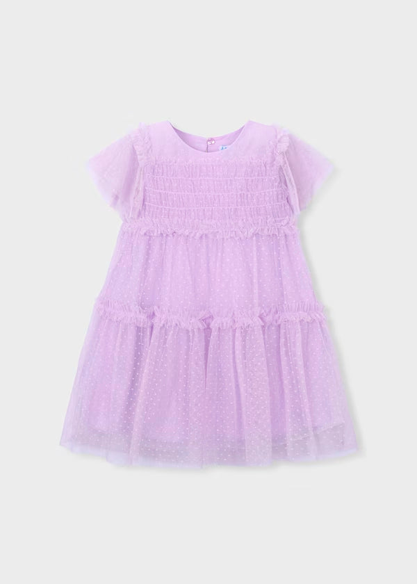 Vestido tul plumeti malva