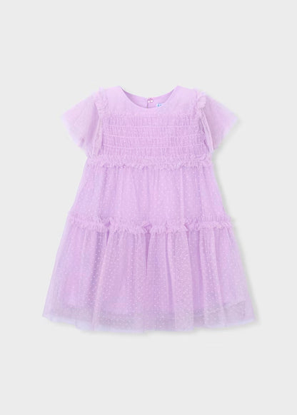 Vestido tul plumeti malva