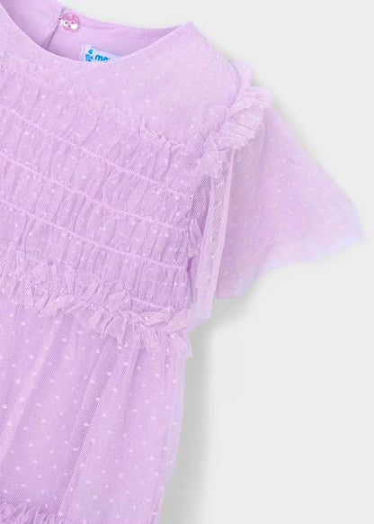 Vestido tul plumeti malva