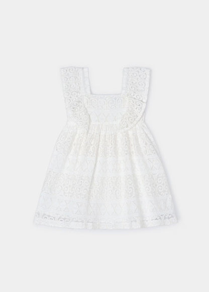 vestido croche color crudo, mayoral