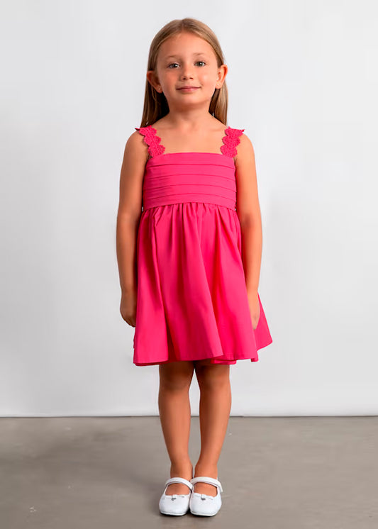 Vestido ceremonia satén rosa clavel