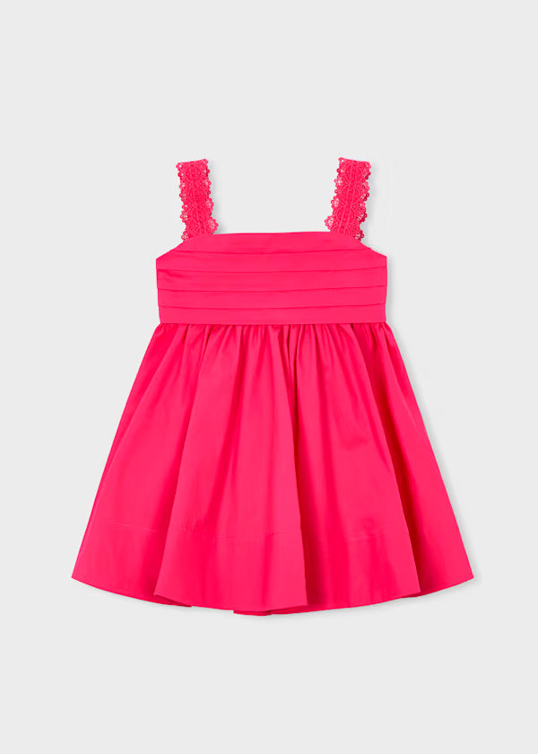 Vestido ceremonia satén rosa clavel