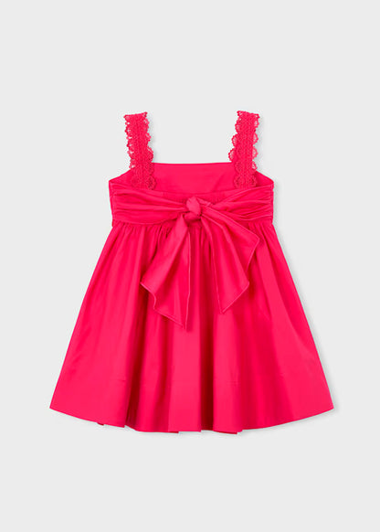 Vestido ceremonia satén rosa clavel