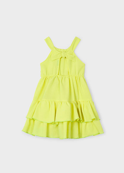 Vestido tirantes citrón lima de holanes
