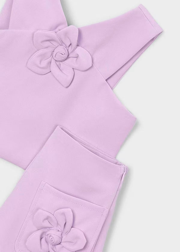 Conjunto pantalón corto y top flor malva