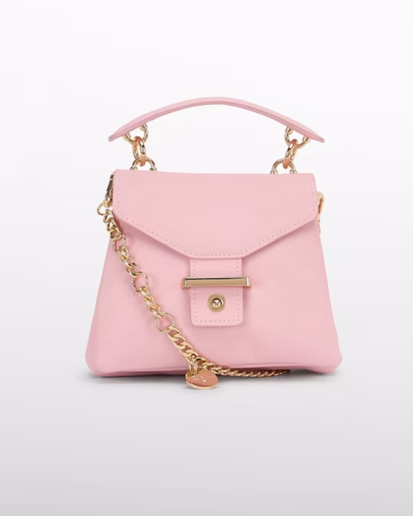 Bolso Trapecio Color Rosa, hebilla dorada
