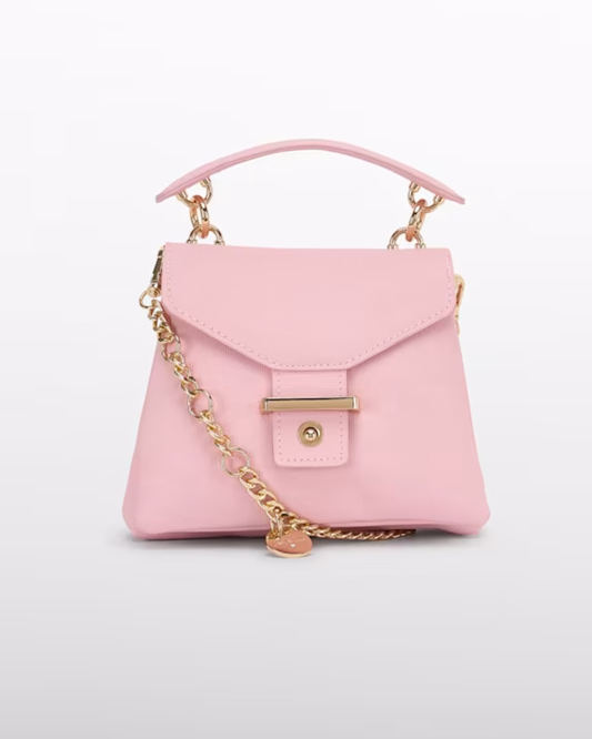 Bolso Trapecio Color Rosa, hebilla dorada