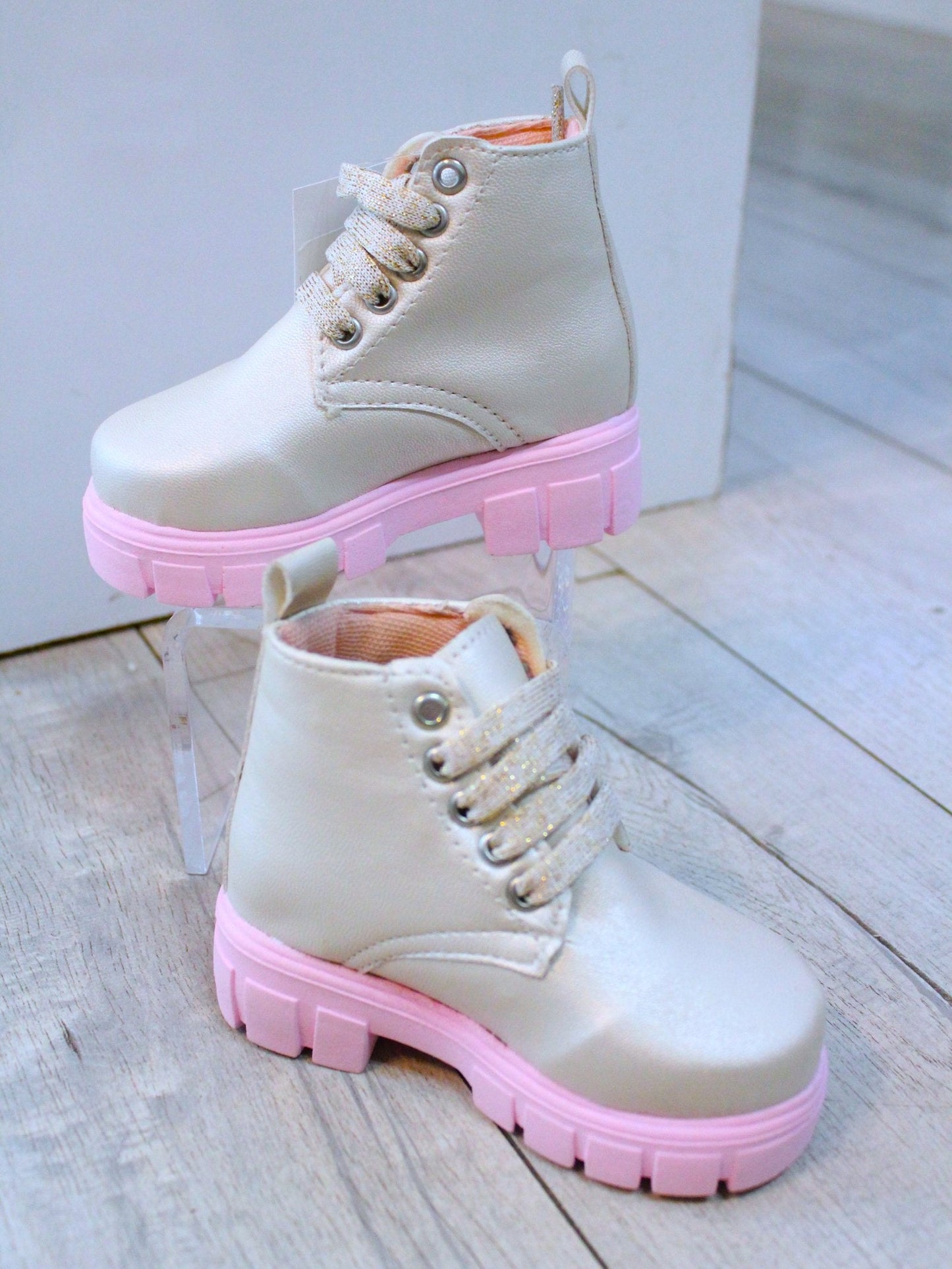 botin suela rosa, para niña
