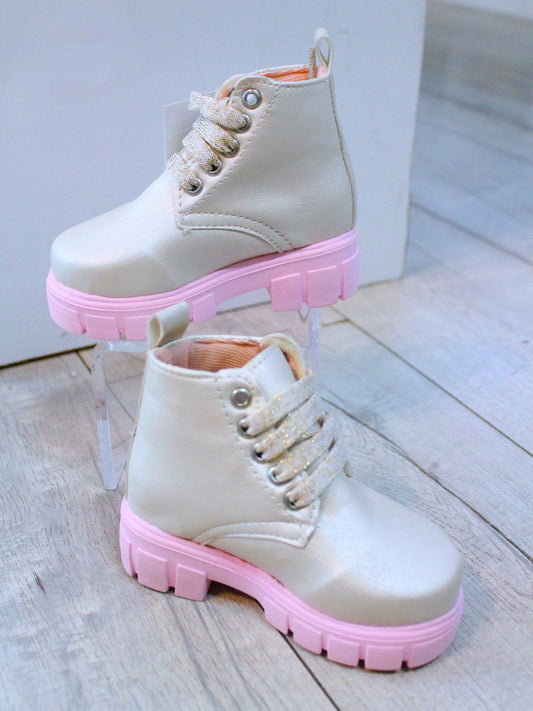 botin suela rosa, para niña