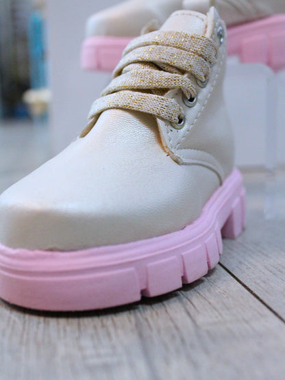 botin suela rosa, para niña