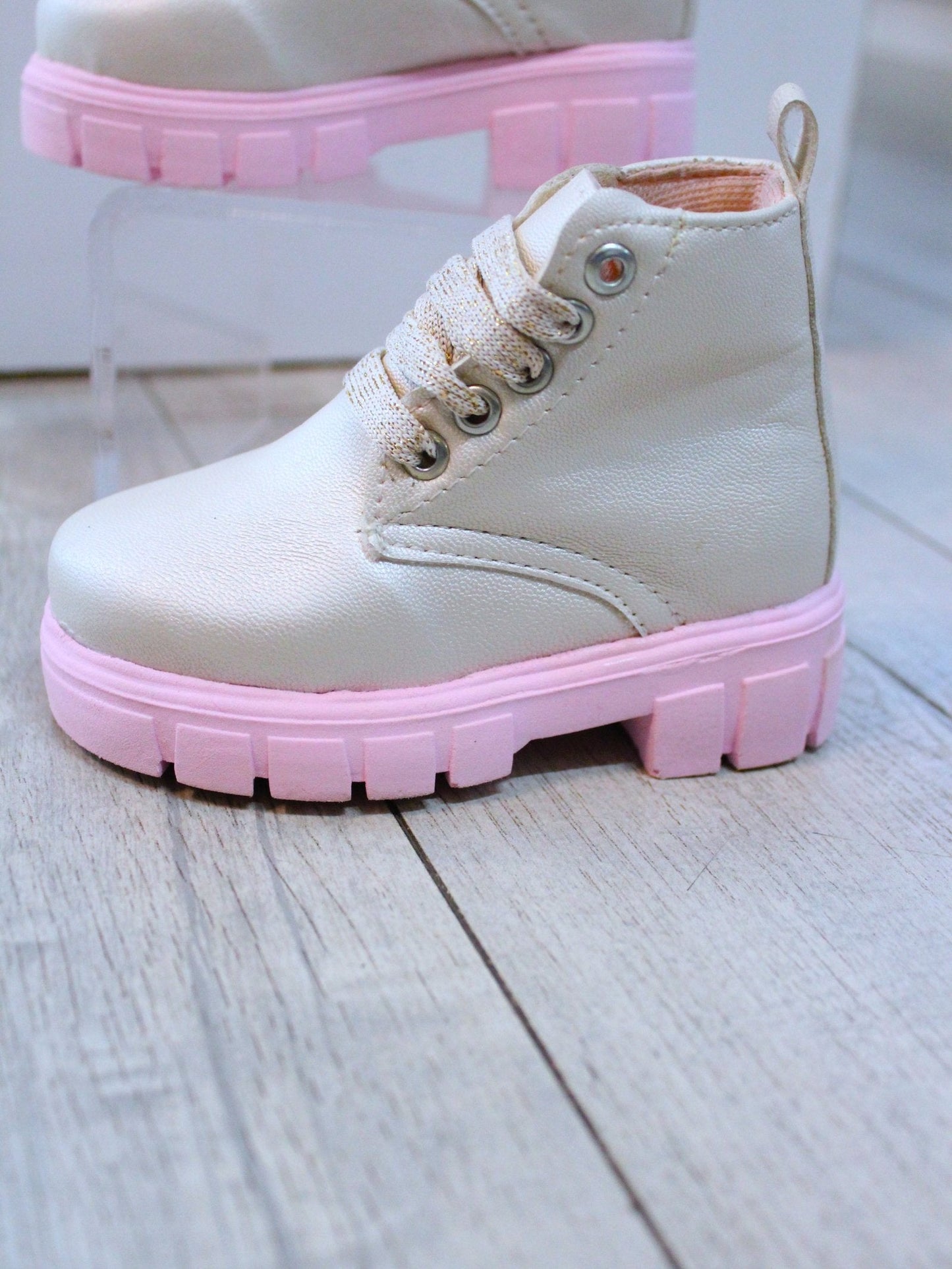 botin suela rosa, para niña