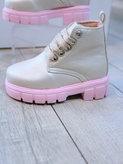 botin suela rosa, para niña