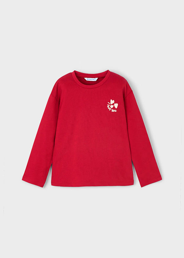 Camiseta de manga larga color rojo para niña