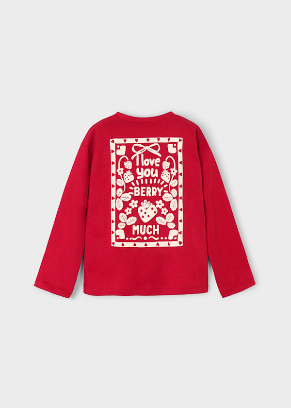 Camiseta de manga larga color rojo para niña
