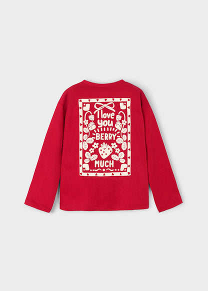 Camiseta de manga larga color rojo para niña