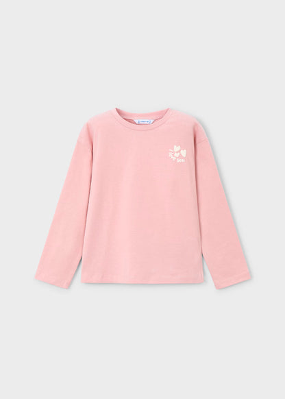 Camiseta de manga larga color rosa para niña