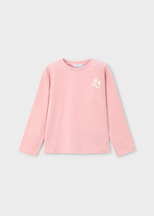 Camiseta de manga larga color rosa para niña