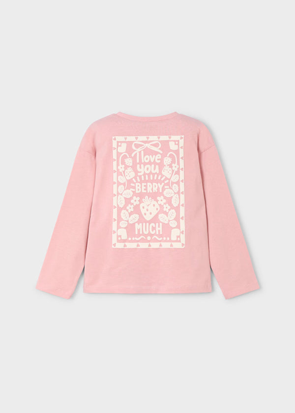 Camiseta de manga larga color rosa para niña