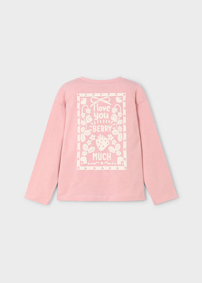 Camiseta de manga larga color rosa para niña