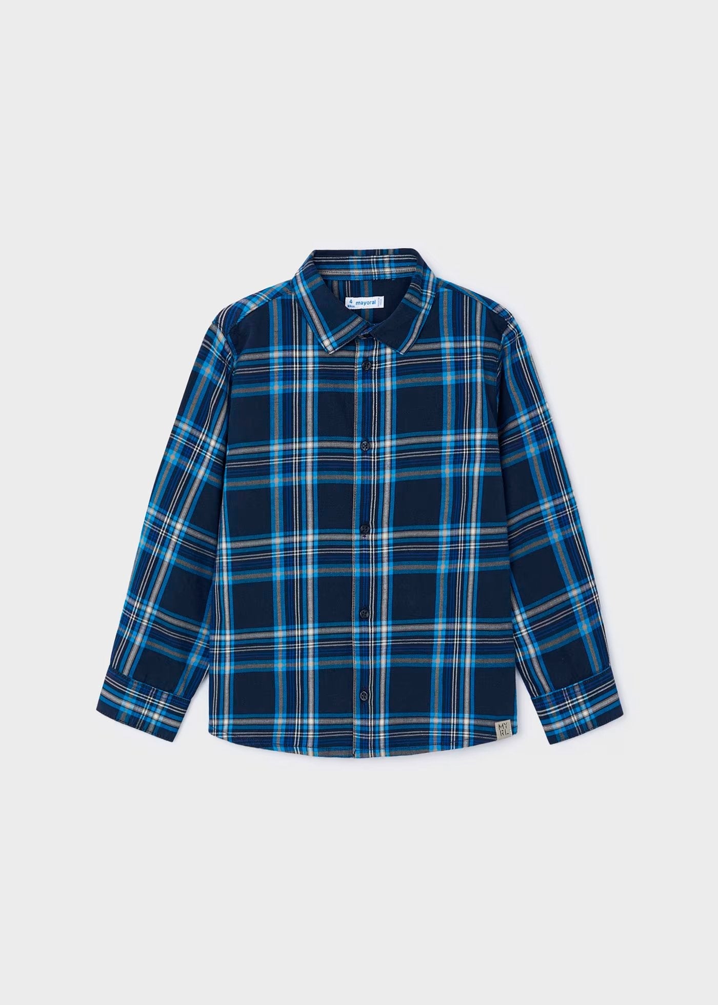 camisa manga larga, a cuadros tonos azules