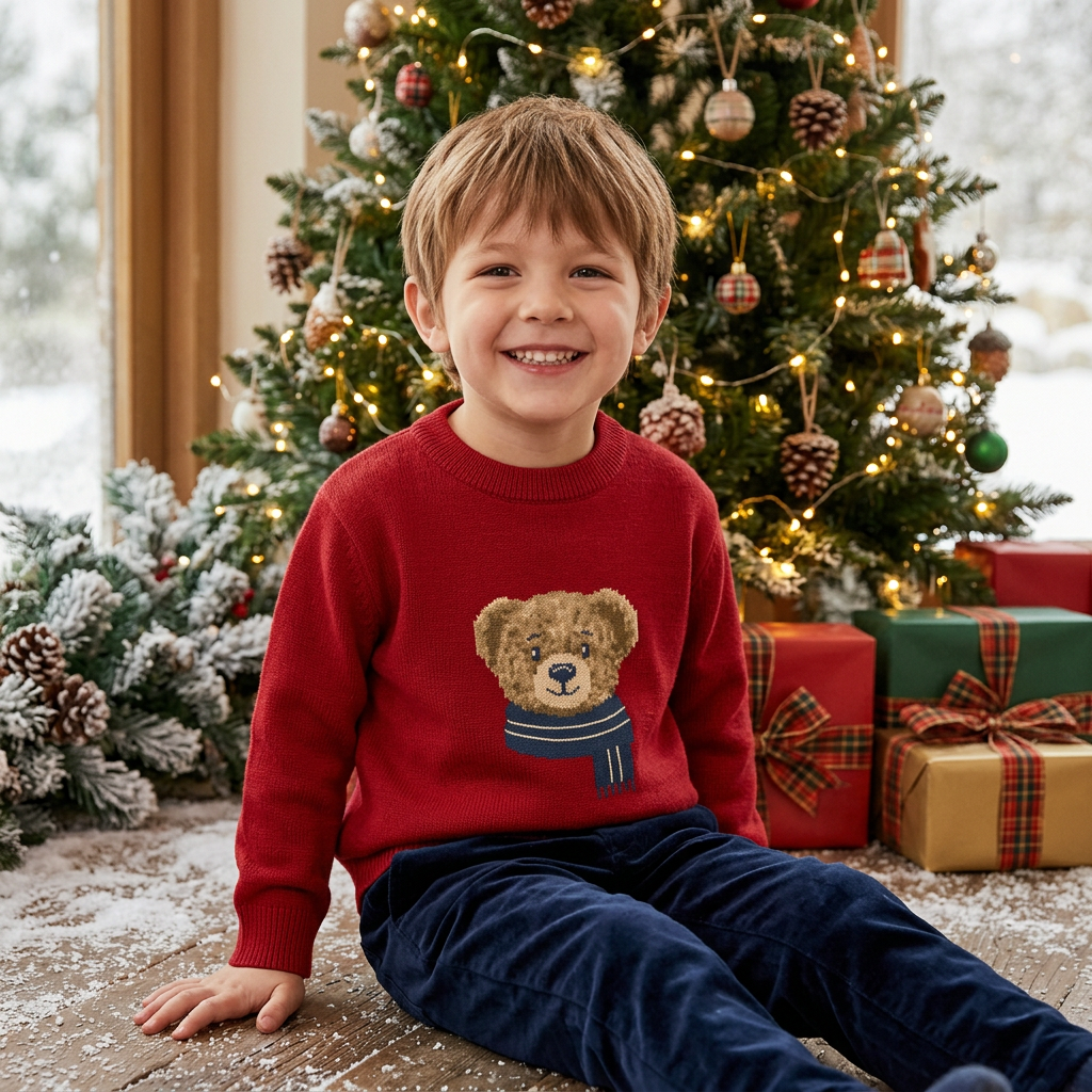 Jersey para niño. Intarsia con bordado rojo, mayoral
