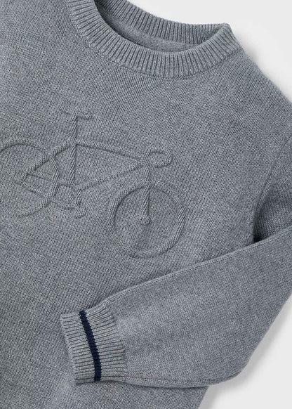 suéter tricot cuello redondo color gris