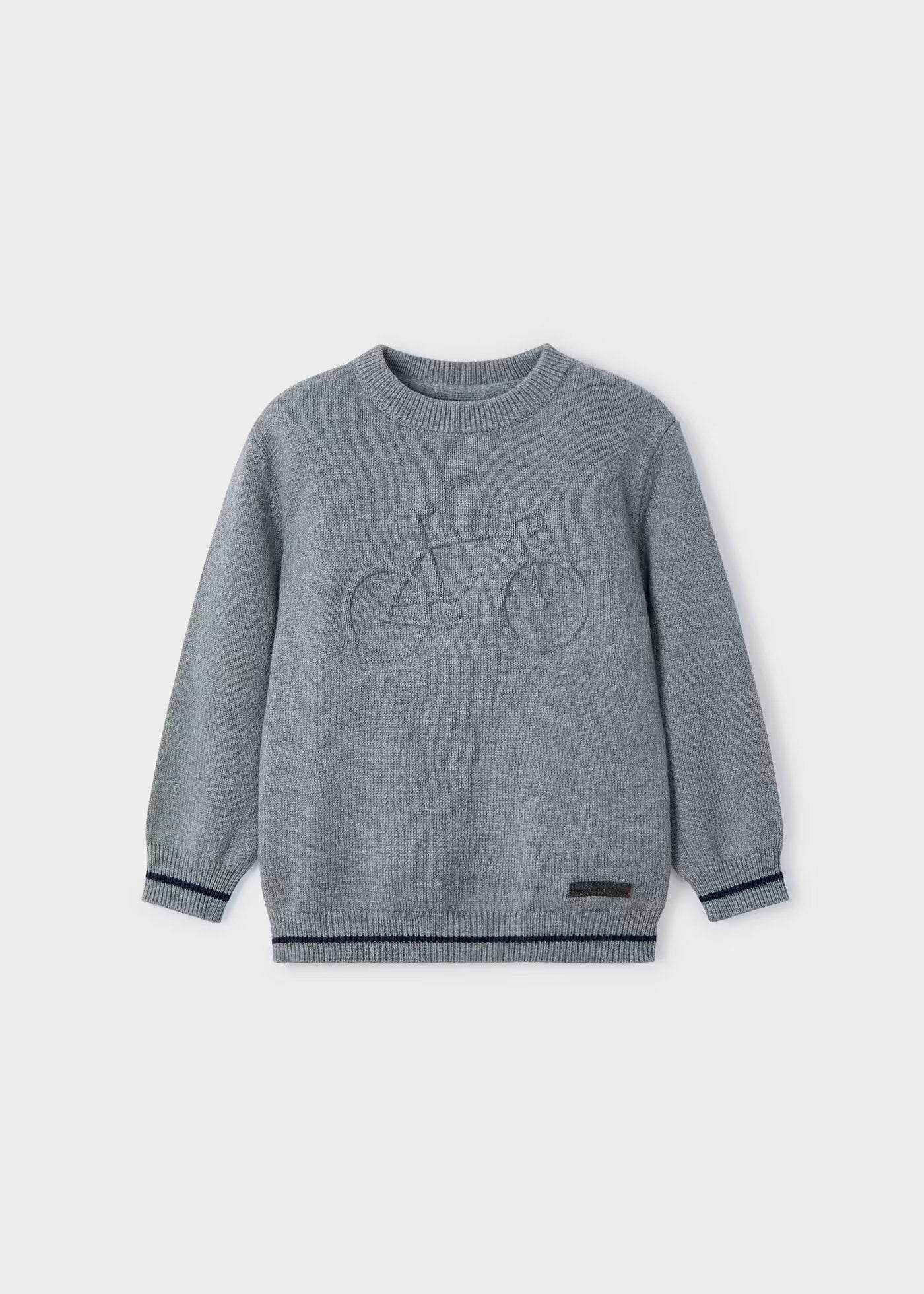 suéter tricot cuello redondo color gris
