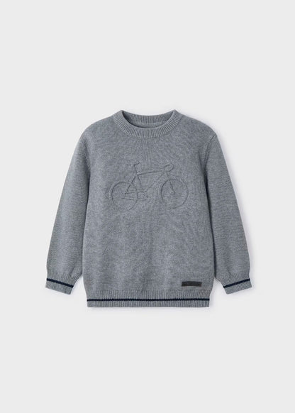 suéter tricot cuello redondo color gris