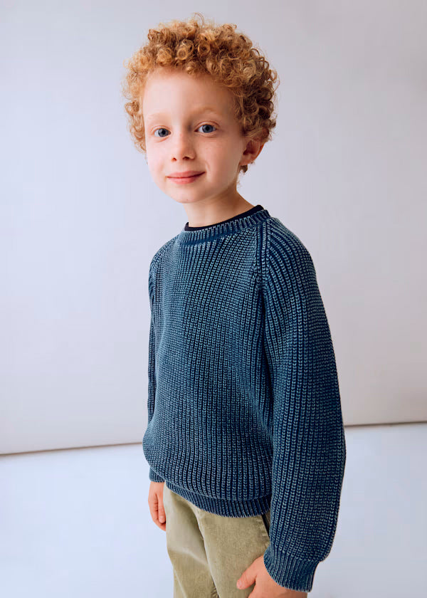 Jersey de punto cuello redondo, azul