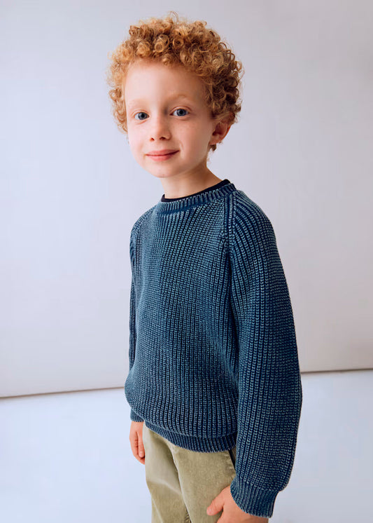 Jersey de punto cuello redondo, azul