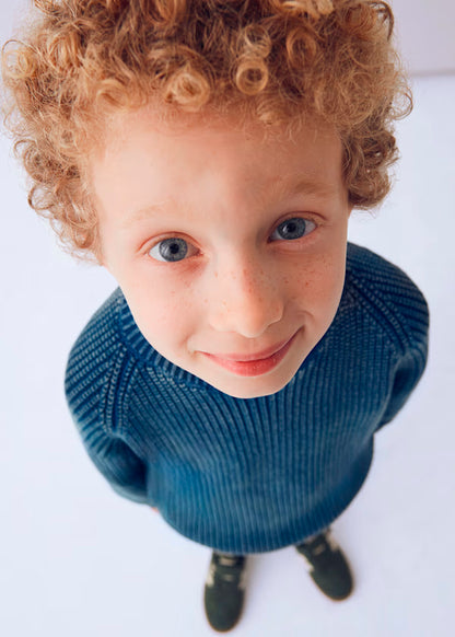 Jersey de punto cuello redondo, azul