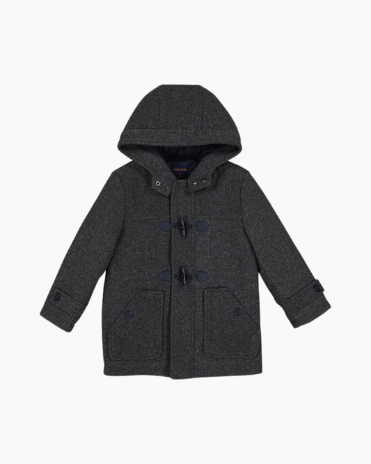 Abrigo capucha asfalto 2 botones vigore plomo