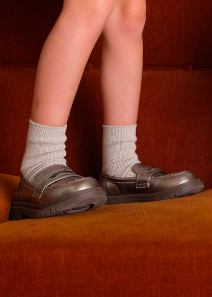 Mocasin track taupe metalico