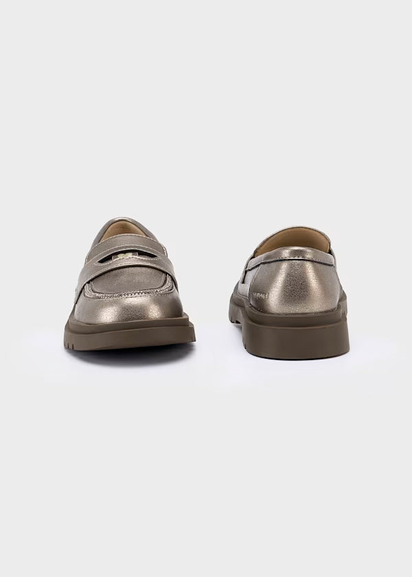 Mocasin track taupe metalico