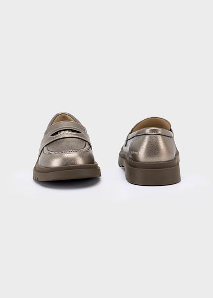Mocasin track taupe metalico
