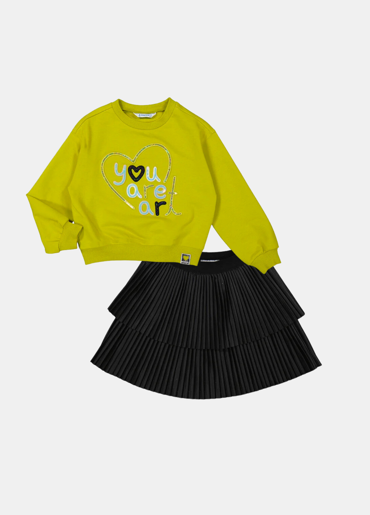 set sudadera lima falda polipiel negro