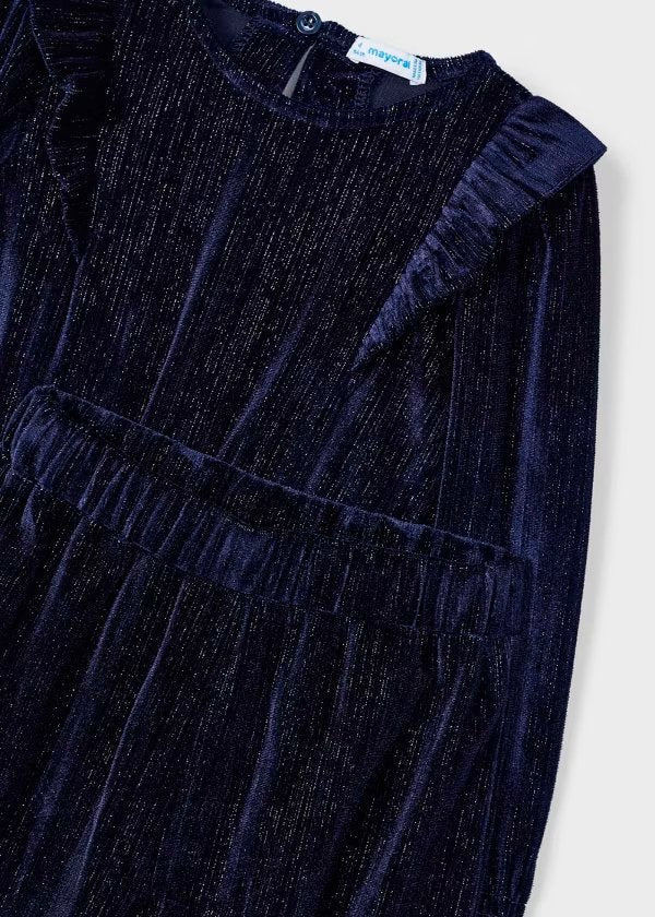 conjunto color marino, pantalón, blusa manga larga