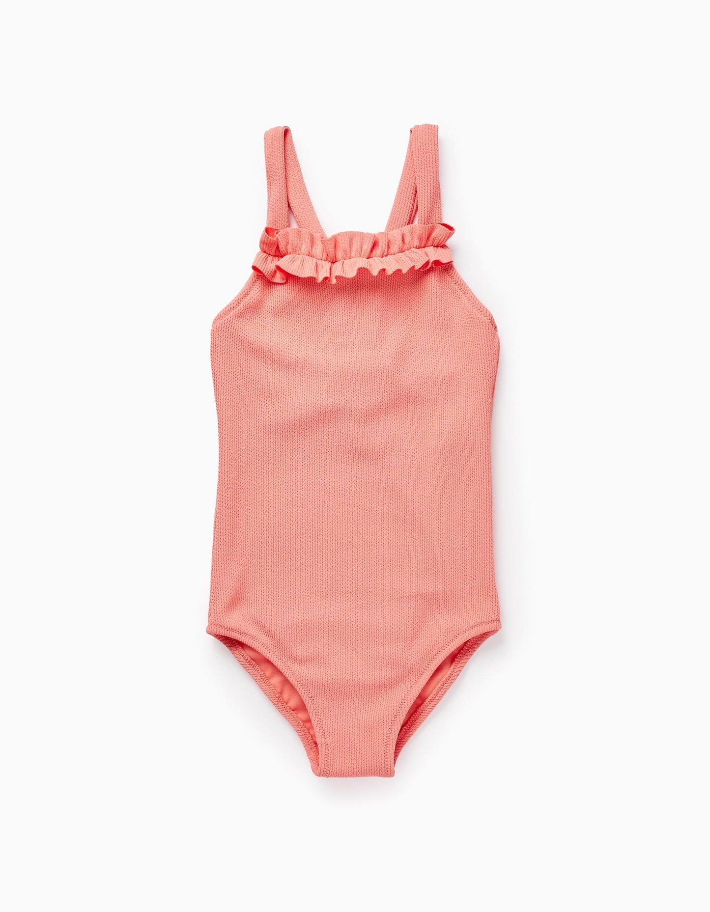 traje de baño una pieza coral, espalda tejida