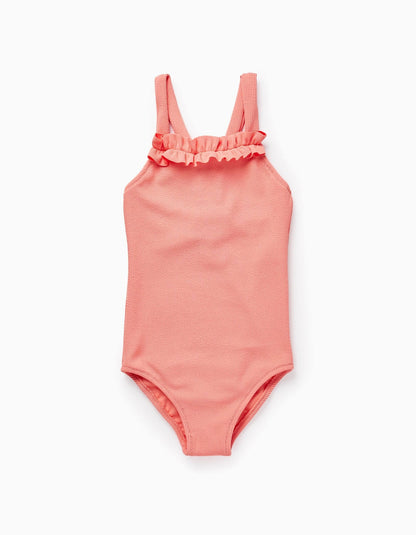 traje de baño una pieza coral, espalda tejida