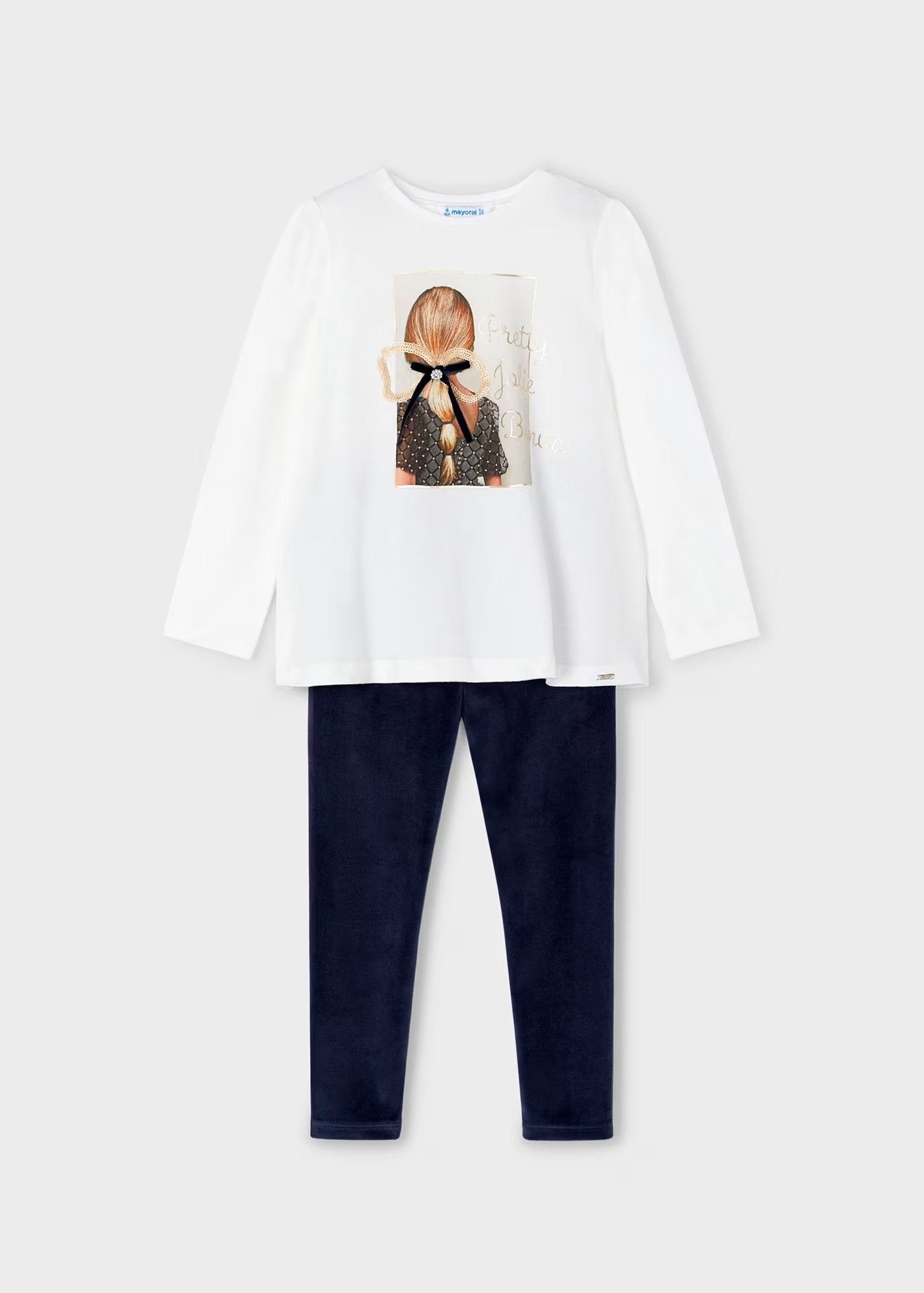 conjunto pantalón terciopelo marino, y blusa manga larga