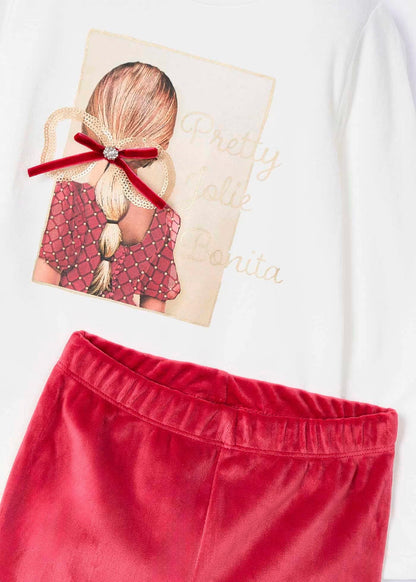 conjunto pantalón terciopelo guinda, y blusa manga larga